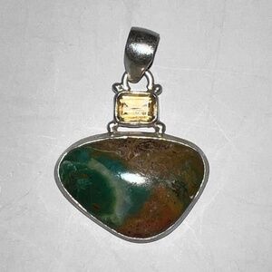 Caribbean Calcite and Citrine Pendant